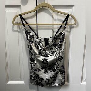 Rinascimento navy and white foral camisole